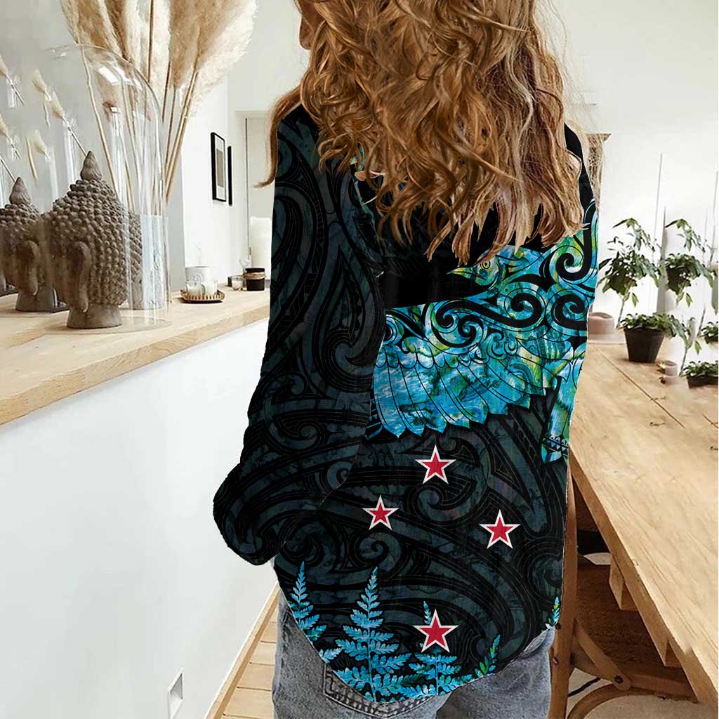 New Zealand Kea Bird Women Casual Shirt Maori Tattoo and Silver Fern Paua Shell Style LT03 - Polynesian Pride