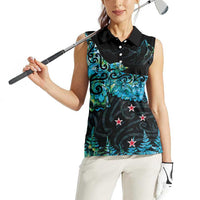 New Zealand Kea Bird Women Sleeveless Polo Shirt Maori Tattoo and Silver Fern Paua Shell Style LT03 - Polynesian Pride