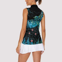 New Zealand Kea Bird Women Sleeveless Polo Shirt Maori Tattoo and Silver Fern Paua Shell Style LT03 - Polynesian Pride