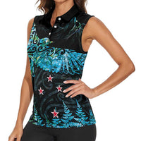 New Zealand Kea Bird Women Sleeveless Polo Shirt Maori Tattoo and Silver Fern Paua Shell Style LT03 - Polynesian Pride