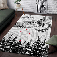 New Zealand Kea Bird Area Rug Maori Tattoo and Silver Fern White Color LT03 White - Polynesian Pride