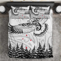 New Zealand Kea Bird Bedding Set Maori Tattoo and Silver Fern White Color LT03 White - Polynesian Pride