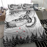 New Zealand Kea Bird Bedding Set Maori Tattoo and Silver Fern White Color LT03 - Polynesian Pride
