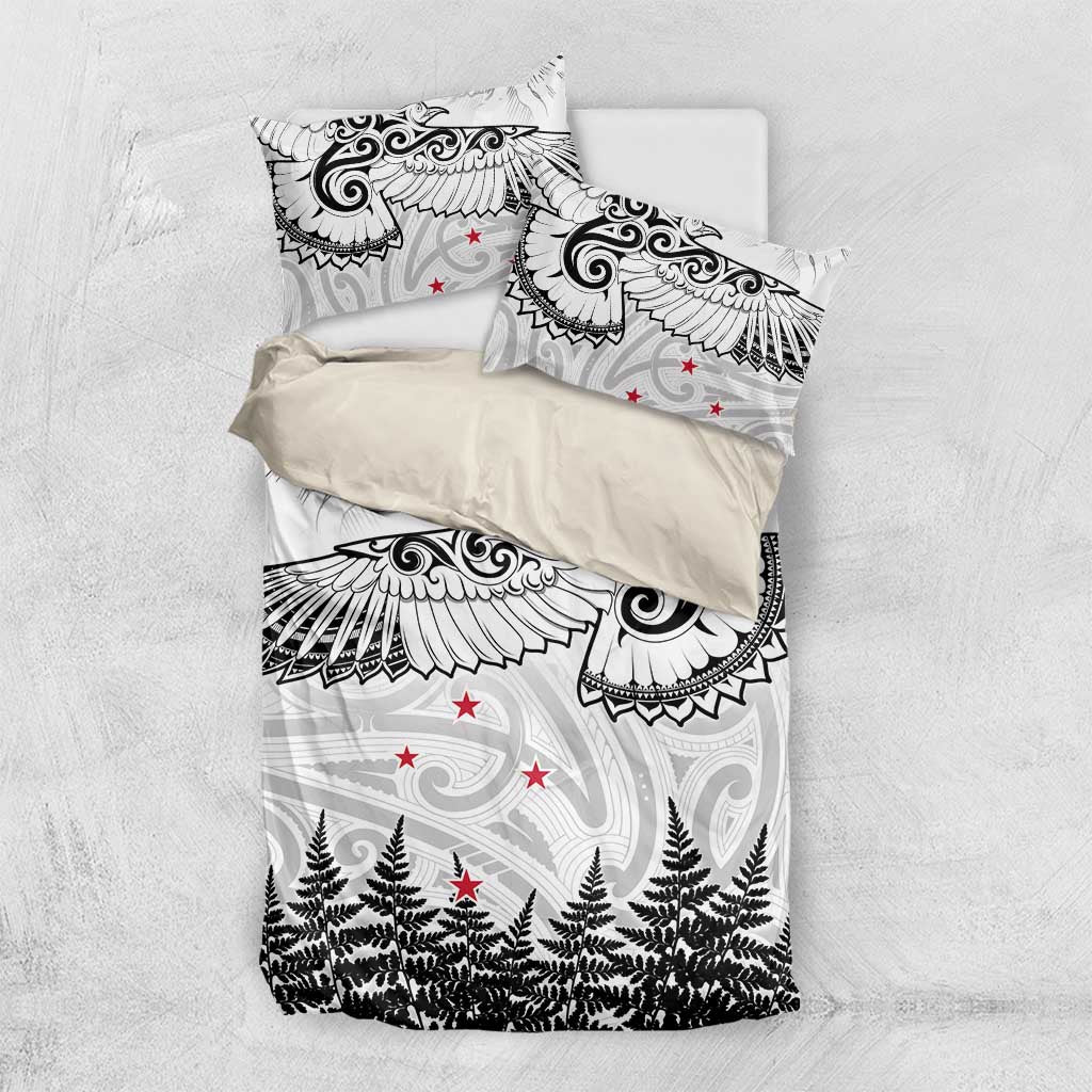 New Zealand Kea Bird Bedding Set Maori Tattoo and Silver Fern White Color LT03 US Twin 172cm x 218cm White - Polynesian Pride
