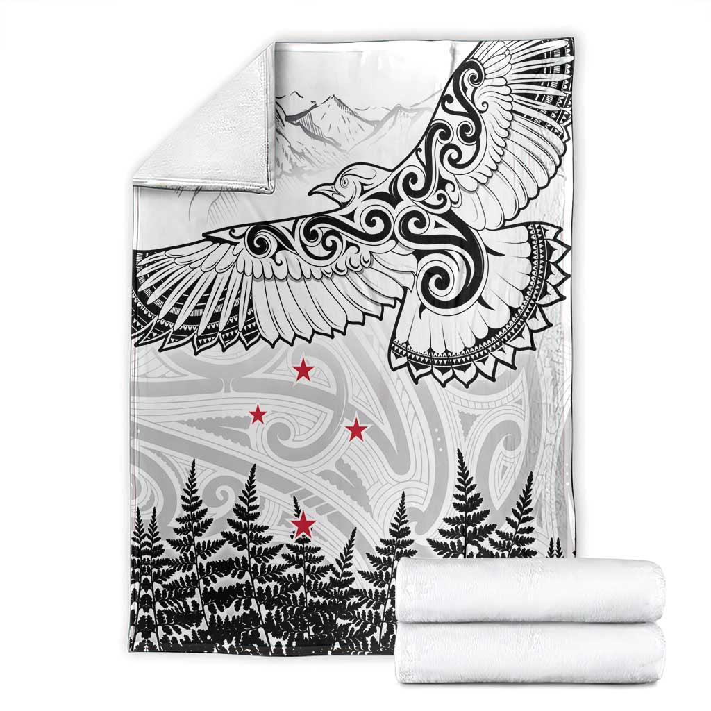 New Zealand Kea Bird Blanket Maori Tattoo and Silver Fern White Color LT03 - Polynesian Pride