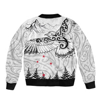 New Zealand Kea Bird Bomber Jacket Maori Tattoo and Silver Fern White Color LT03 - Polynesian Pride