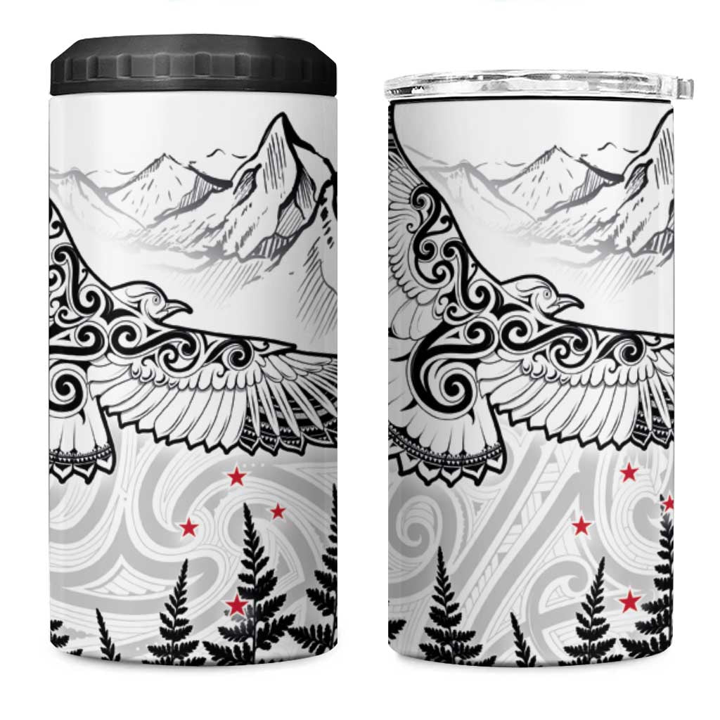New Zealand Kea Bird 4 in 1 Can Cooler Tumbler Maori Tattoo and Silver Fern White Color LT03 One Size: 16 oz White - Polynesian Pride