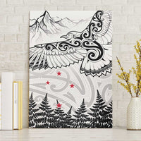 New Zealand Kea Bird Canvas Wall Art Maori Tattoo and Silver Fern White Color LT03 Without Frame White - Polynesian Pride