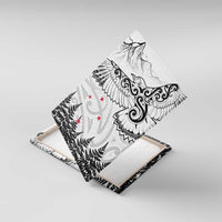New Zealand Kea Bird Canvas Wall Art Maori Tattoo and Silver Fern White Color LT03 With Frame White - Polynesian Pride