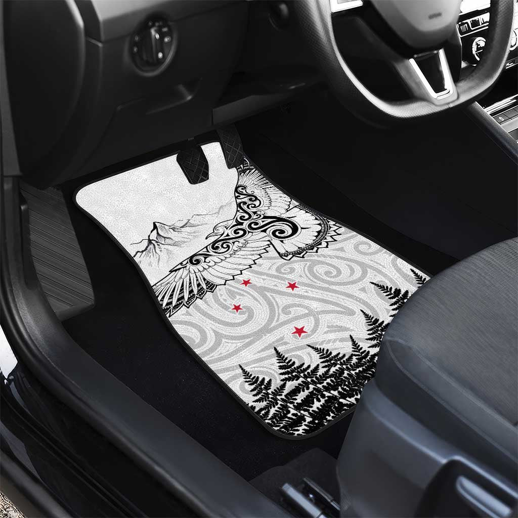 New Zealand Kea Bird Car Mats Maori Tattoo and Silver Fern White Color LT03 - Polynesian Pride