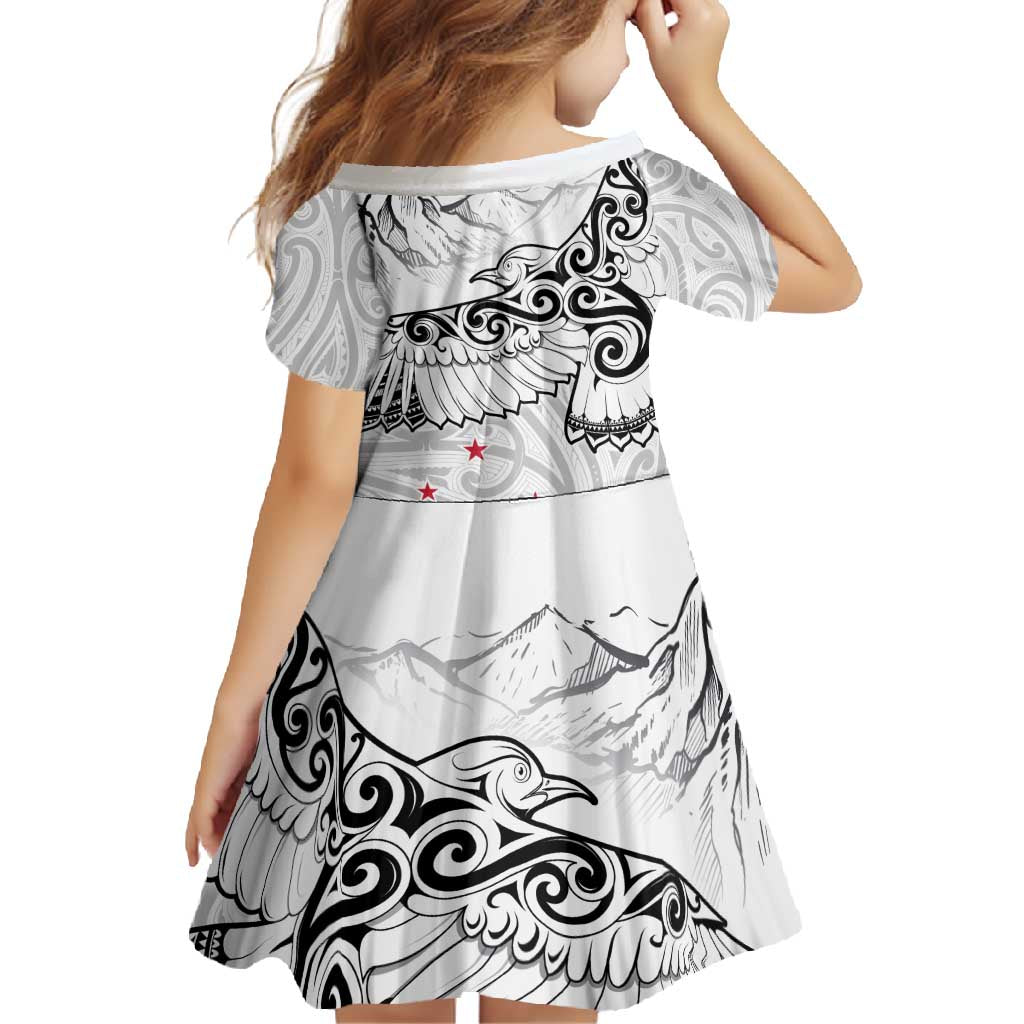 New Zealand Kea Bird Family Matching Off Shoulder Maxi Dress and Hawaiian Shirt Maori Tattoo and Silver Fern White Color LT03 - Polynesian Pride