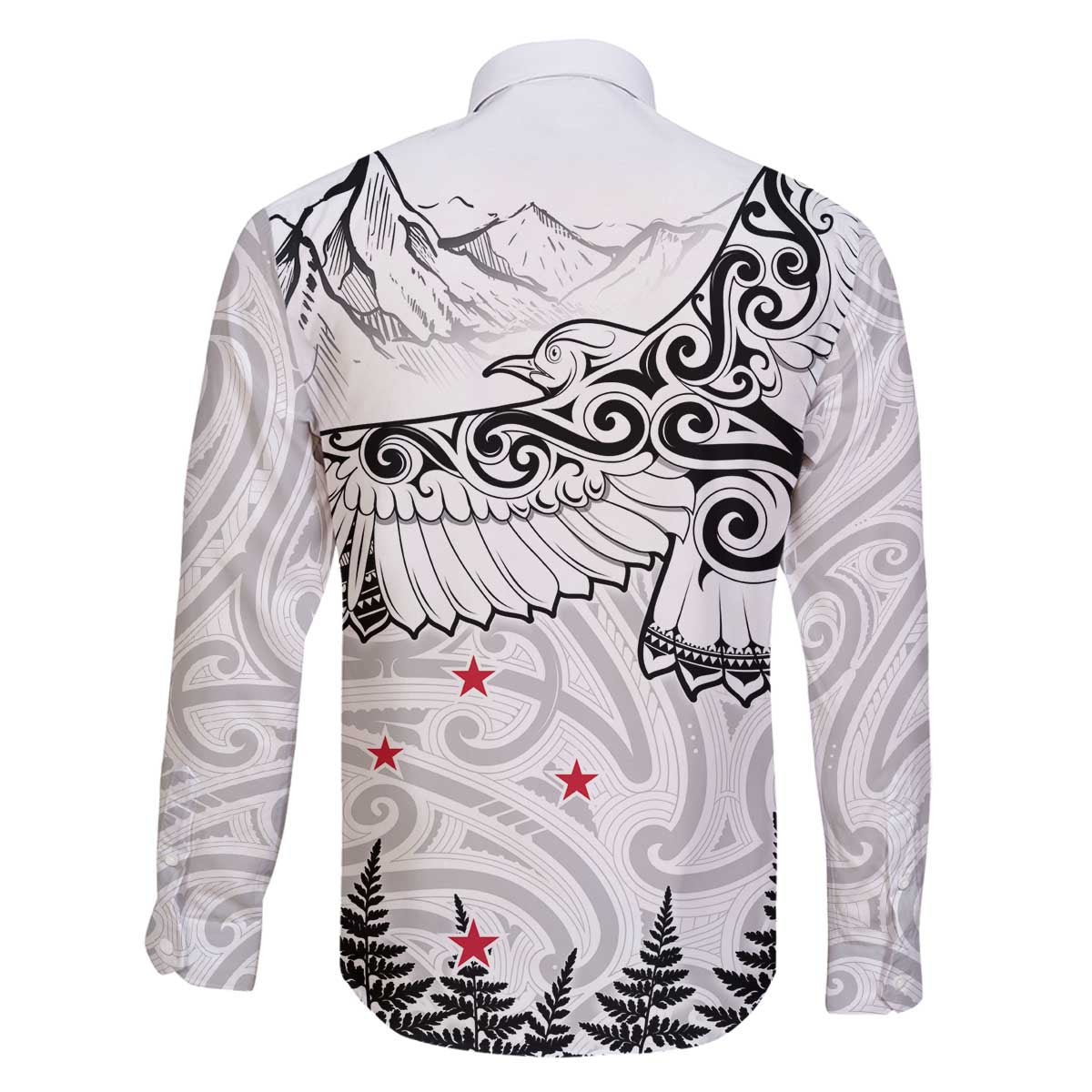 New Zealand Kea Bird Family Matching Off Shoulder Short Dress and Hawaiian Shirt Maori Tattoo and Silver Fern White Color LT03 - Polynesian Pride