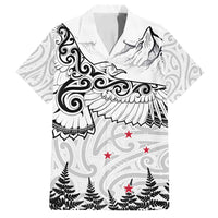 New Zealand Kea Bird Family Matching Summer Maxi Dress and Hawaiian Shirt Maori Tattoo and Silver Fern White Color LT03 Dad's Shirt - Short Sleeve White - Polynesian Pride