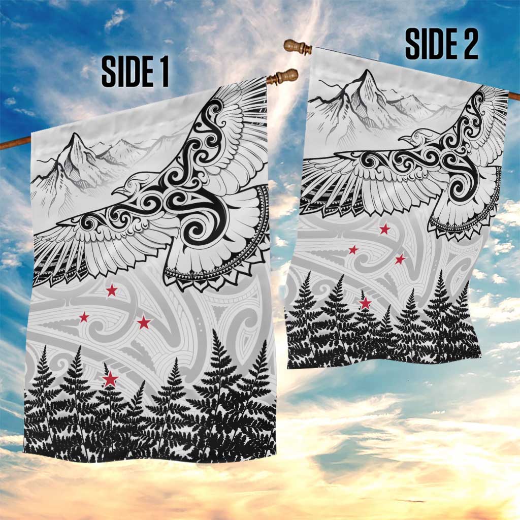 New Zealand Kea Bird Garden Flag Maori Tattoo and Silver Fern White Color LT03 - Polynesian Pride