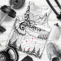 New Zealand Kea Bird Men Tank Top Maori Tattoo and Silver Fern White Color LT03 - Polynesian Pride