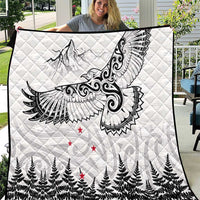 New Zealand Kea Bird Quilt Maori Tattoo and Silver Fern White Color LT03 White - Polynesian Pride