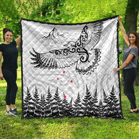 New Zealand Kea Bird Quilt Maori Tattoo and Silver Fern White Color LT03 - Polynesian Pride