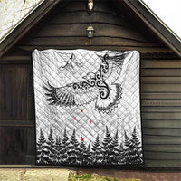 New Zealand Kea Bird Quilt Maori Tattoo and Silver Fern White Color LT03 - Polynesian Pride