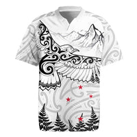 New Zealand Kea Bird Rugby Jersey Maori Tattoo and Silver Fern White Color LT03 White - Polynesian Pride