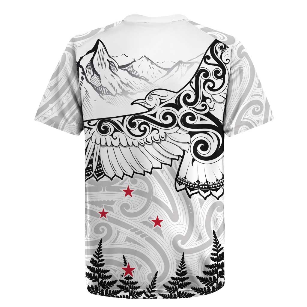 New Zealand Kea Bird Rugby Jersey Maori Tattoo and Silver Fern White Color LT03 - Polynesian Pride