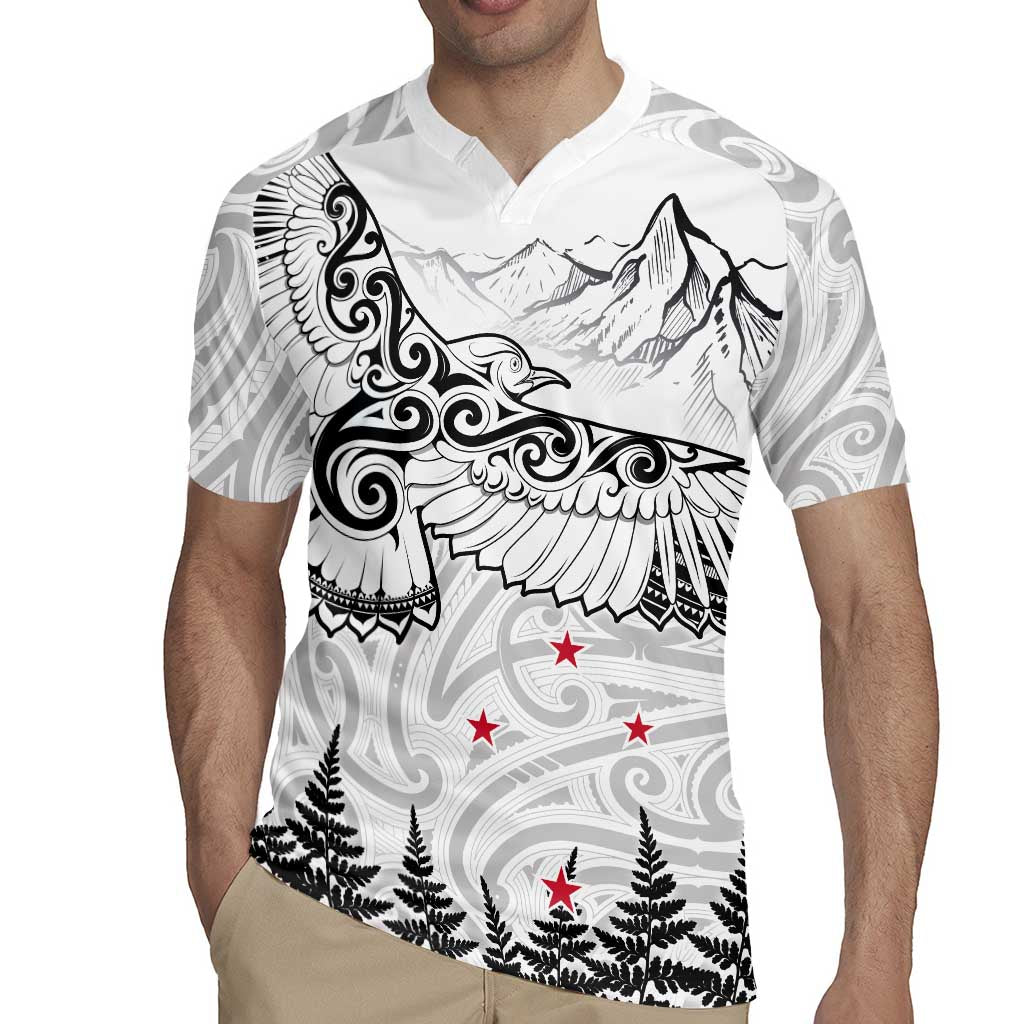 New Zealand Kea Bird Rugby Jersey Maori Tattoo and Silver Fern White Color LT03 - Polynesian Pride