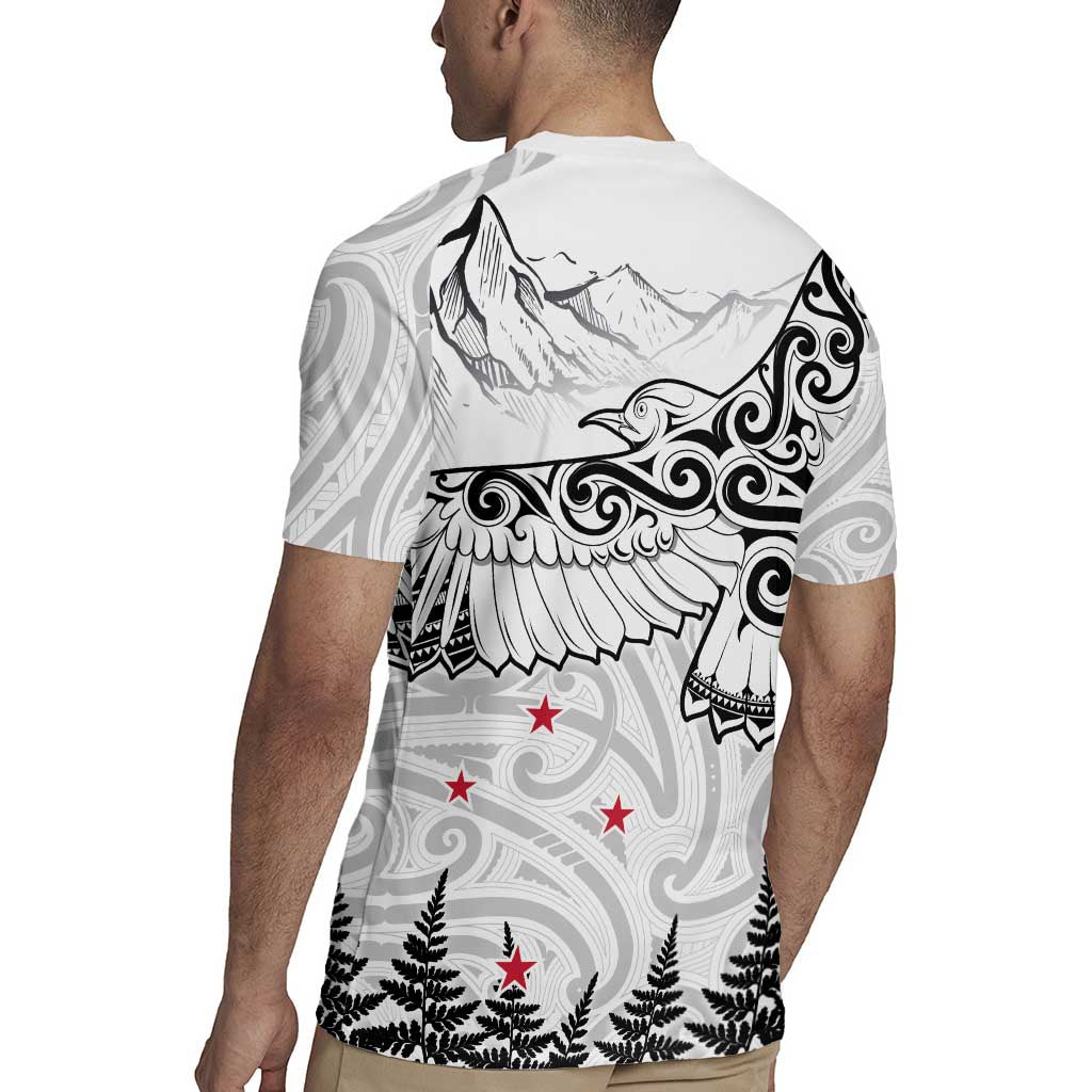 New Zealand Kea Bird Rugby Jersey Maori Tattoo and Silver Fern White Color LT03 - Polynesian Pride