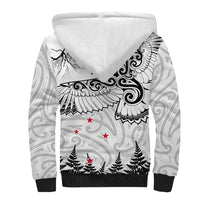 New Zealand Kea Bird Sherpa Hoodie Maori Tattoo and Silver Fern White Color LT03 - Polynesian Pride