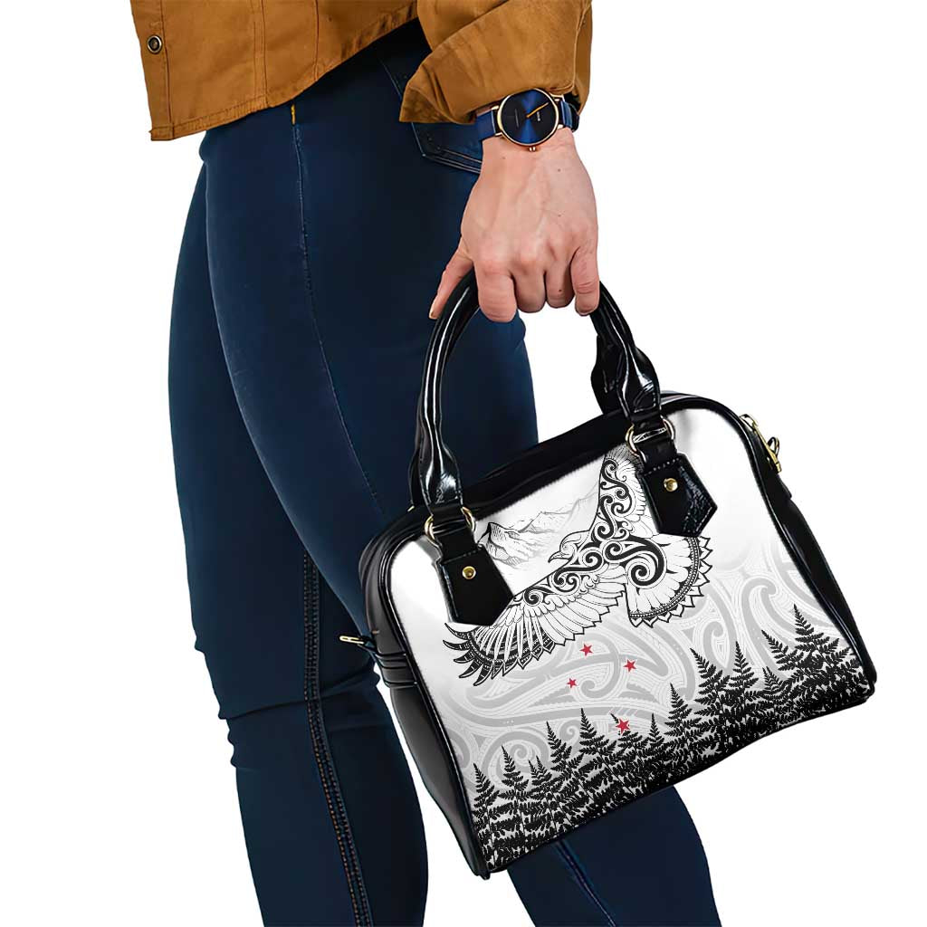 New Zealand Kea Bird Shoulder Handbag Maori Tattoo and Silver Fern White Color LT03 - Polynesian Pride