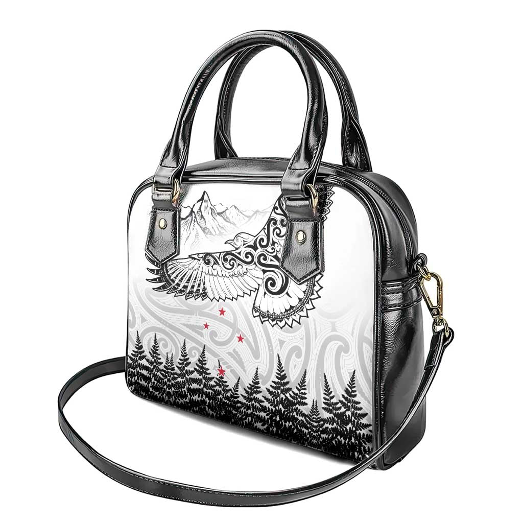 New Zealand Kea Bird Shoulder Handbag Maori Tattoo and Silver Fern White Color LT03 - Polynesian Pride