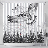 New Zealand Kea Bird Shower Curtain Maori Tattoo and Silver Fern White Color LT03 - Polynesian Pride