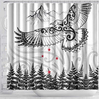 New Zealand Kea Bird Shower Curtain Maori Tattoo and Silver Fern White Color LT03 - Polynesian Pride