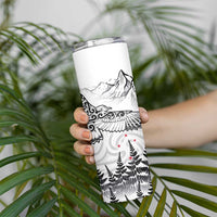 New Zealand Kea Bird Skinny Tumbler Maori Tattoo and Silver Fern White Color LT03 - Polynesian Pride