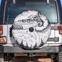 New Zealand Kea Bird Spare Tire Cover Maori Tattoo and Silver Fern White Color LT03 White - Polynesian Pride