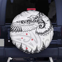 New Zealand Kea Bird Spare Tire Cover Maori Tattoo and Silver Fern White Color LT03 - Polynesian Pride