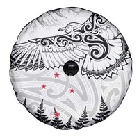 New Zealand Kea Bird Spare Tire Cover Maori Tattoo and Silver Fern White Color LT03 - Polynesian Pride
