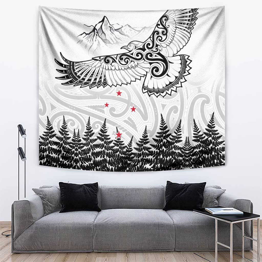 New Zealand Kea Bird Tapestry Maori Tattoo and Silver Fern White Color LT03 White - Polynesian Pride