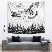 New Zealand Kea Bird Tapestry Maori Tattoo and Silver Fern White Color LT03 White - Polynesian Pride