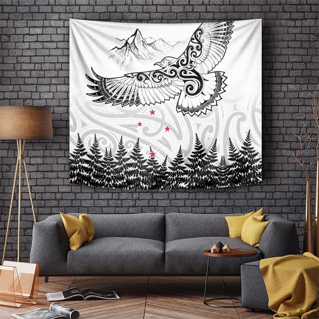 New Zealand Kea Bird Tapestry Maori Tattoo and Silver Fern White Color LT03 - Polynesian Pride