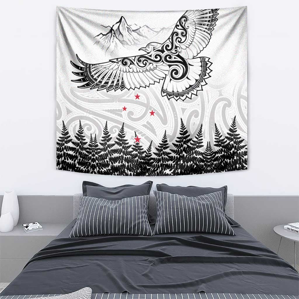 New Zealand Kea Bird Tapestry Maori Tattoo and Silver Fern White Color LT03 - Polynesian Pride