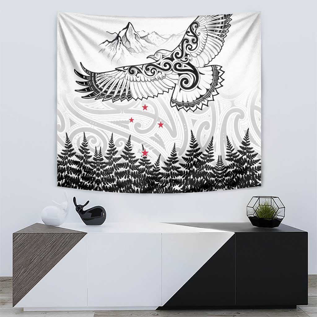 New Zealand Kea Bird Tapestry Maori Tattoo and Silver Fern White Color LT03 - Polynesian Pride