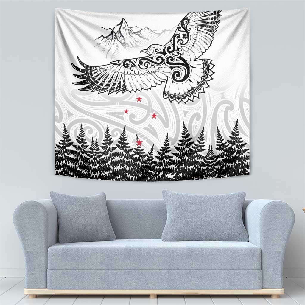 New Zealand Kea Bird Tapestry Maori Tattoo and Silver Fern White Color LT03 - Polynesian Pride