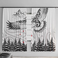 New Zealand Kea Bird Window Curtain Maori Tattoo and Silver Fern White Color LT03 With Hooks White - Polynesian Pride