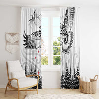 New Zealand Kea Bird Window Curtain Maori Tattoo and Silver Fern White Color LT03 - Polynesian Pride