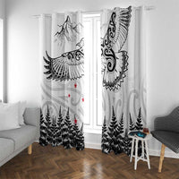 New Zealand Kea Bird Window Curtain Maori Tattoo and Silver Fern White Color LT03 With Grommets White - Polynesian Pride