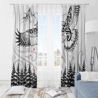 New Zealand Kea Bird Window Curtain Maori Tattoo and Silver Fern White Color LT03 - Polynesian Pride
