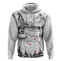 New Zealand Kea Bird Zip Hoodie Maori Tattoo and Silver Fern White Color LT03 Pullover Hoodie White - Polynesian Pride