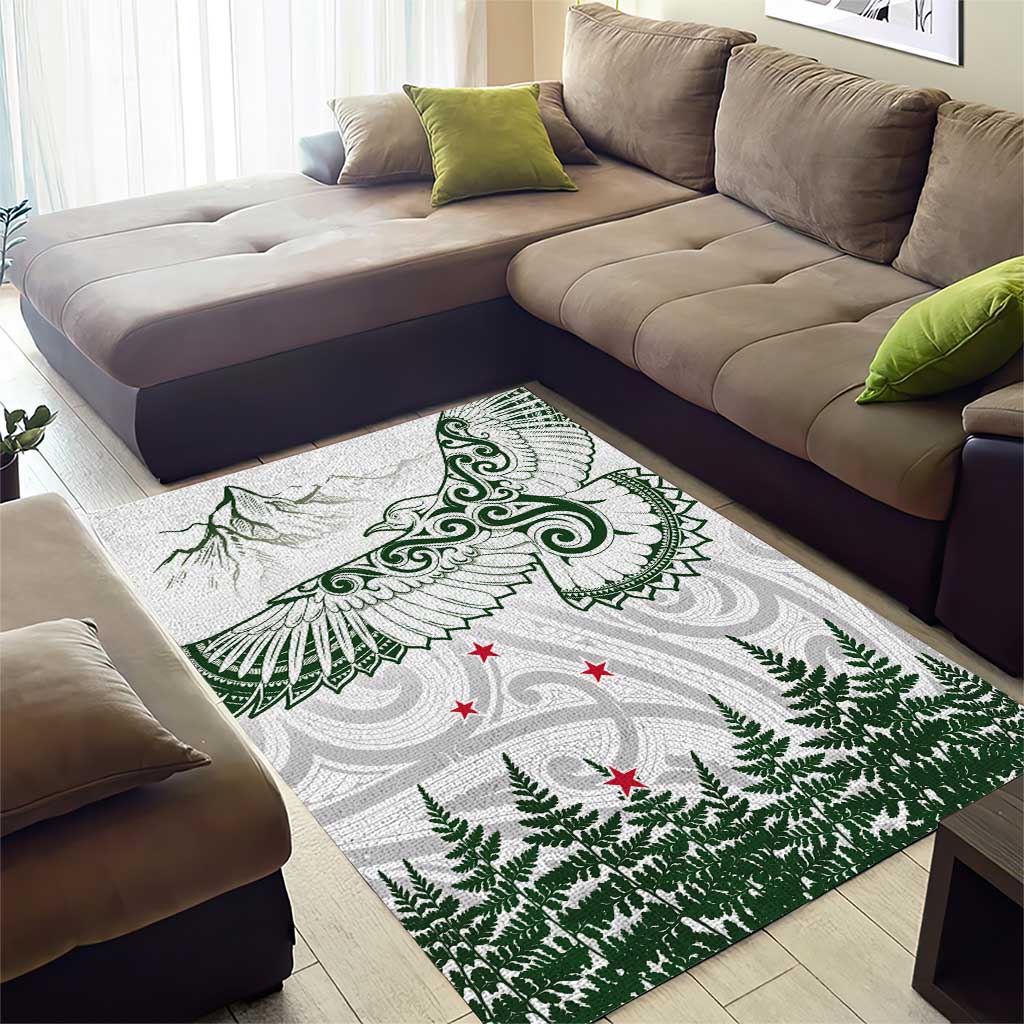 New Zealand Kea Bird Area Rug Maori Tattoo and Silver Fern Green Color LT03 - Polynesian Pride