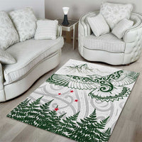 New Zealand Kea Bird Area Rug Maori Tattoo and Silver Fern Green Color LT03 - Polynesian Pride