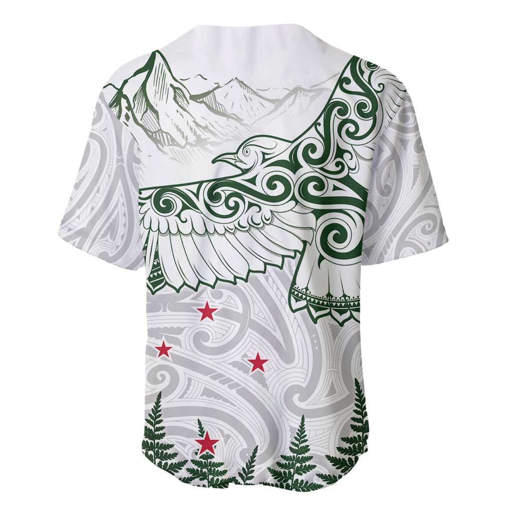 New Zealand Kea Bird Baseball Jersey Maori Tattoo and Silver Fern Green Color LT03 - Polynesian Pride