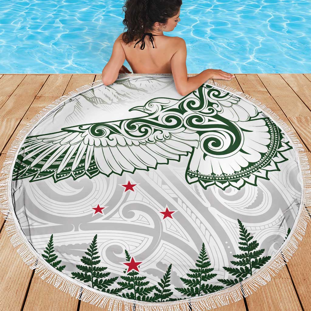 New Zealand Kea Bird Beach Blanket Maori Tattoo and Silver Fern Green Color LT03 - Polynesian Pride